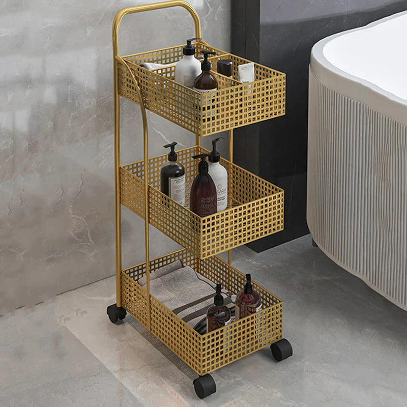 Utility Bathroom Cabinets Trolley Storage Bookcase Metal Basket