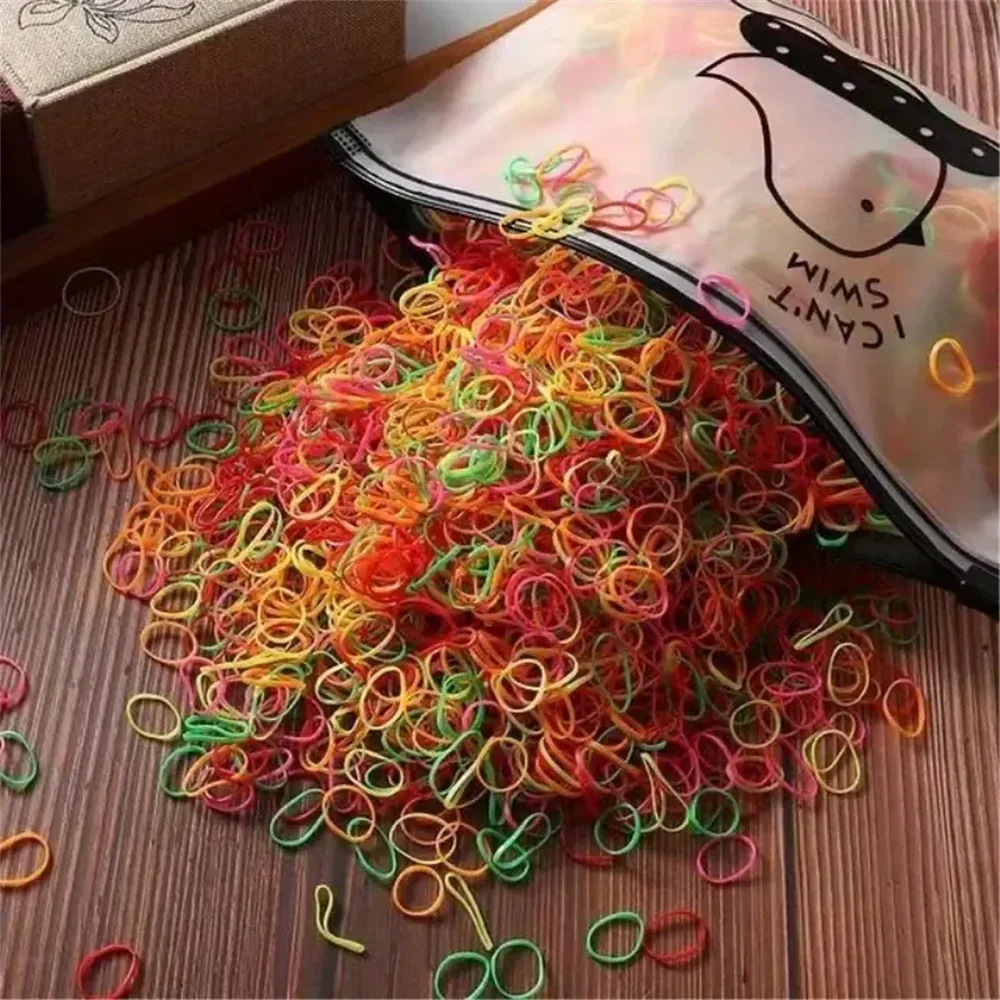 1000pcs Disposable Colorful Hair Ties Elastic Hair Bands