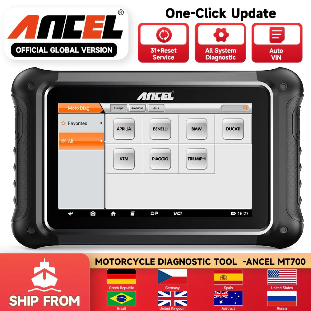 ANCEL MT700 OBD2 Motorcycle Scanner Full System Diagnostic