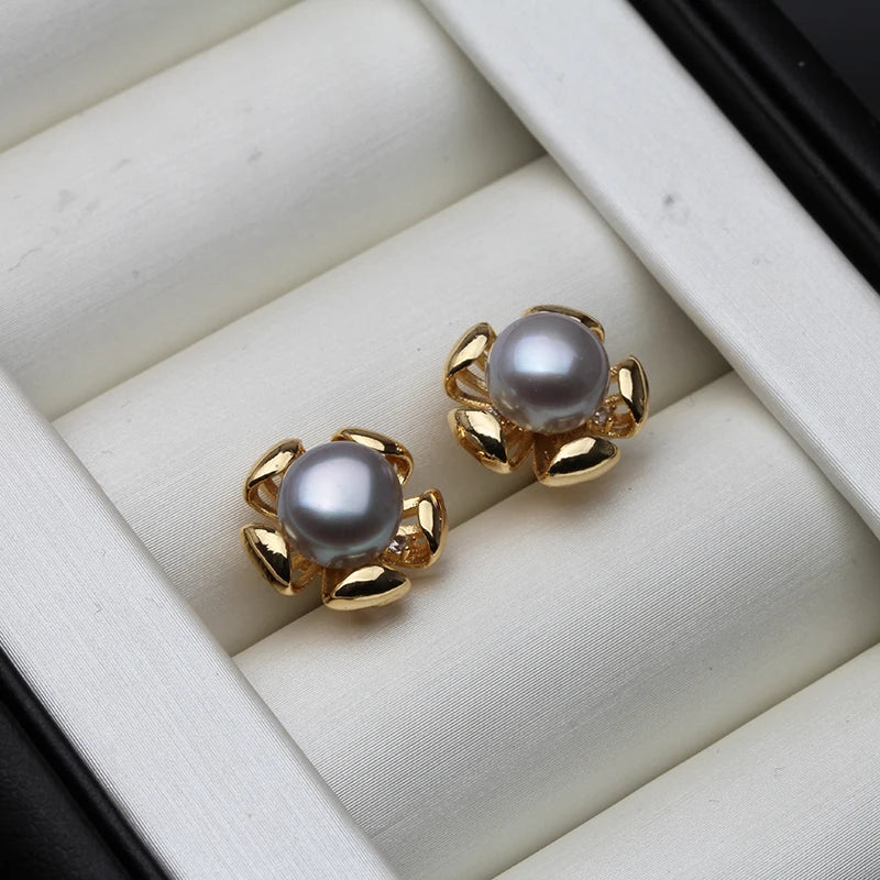 Genuine Cultured Freshwater Pearl Earring 925 Silver,Wedding Cute