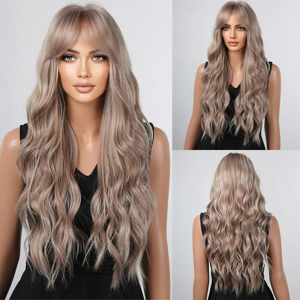Ginger Curly Synthetic Wigs for Women Long Natural