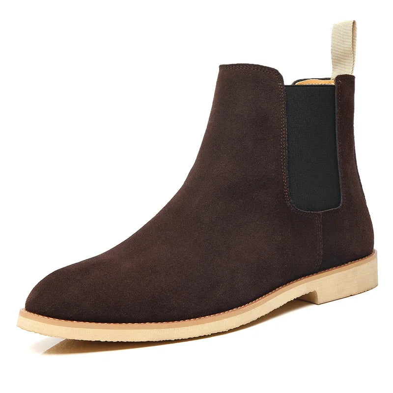 Men's Retro Suede Genuine Leather Chelsea Boots Men