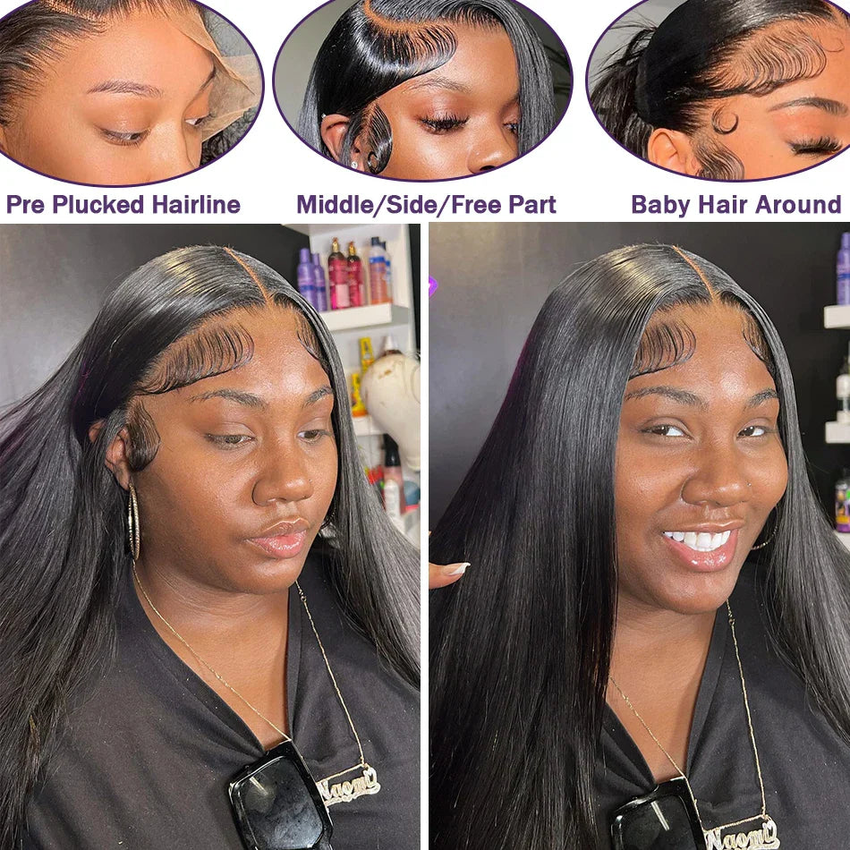 Straight Lace Front Wigs Human Hair Transparent 13x4