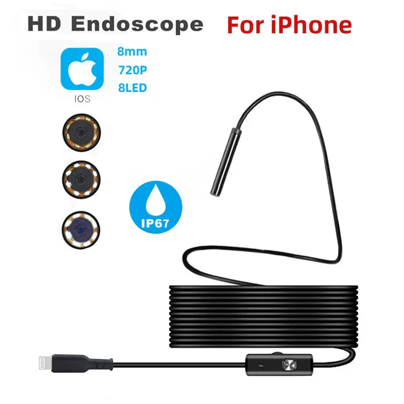 Endoscope for IOS 8mm 720P Borescope Inspection Snake