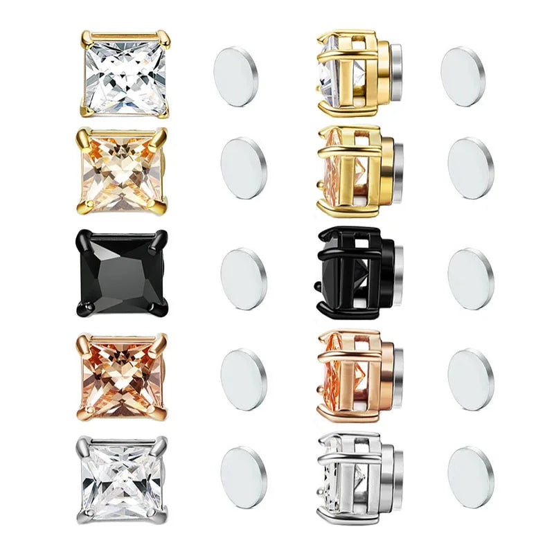 Stainless Steel Magnetic Stud Earrings Men Women Black