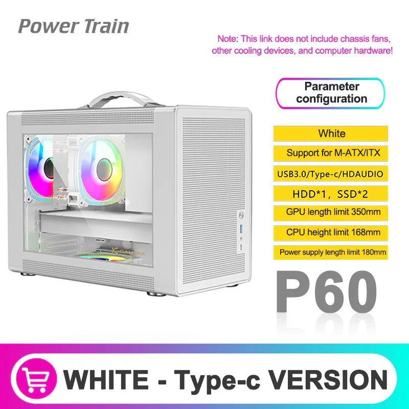 Power Train P60 M-ATX Portable Computer Case ITX