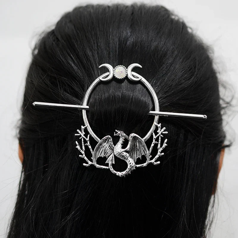 Witch Woodland Goddess Crescent Moon Dragonfly Hairstick Fairy