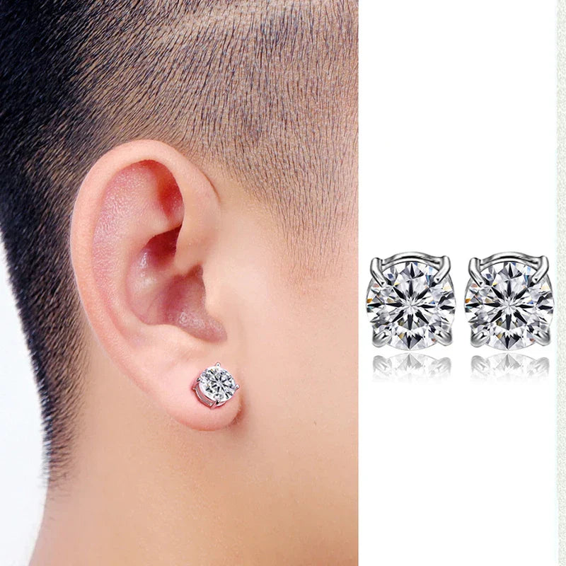 Stainless Steel Magnetic Stud Earrings Men Women Black
