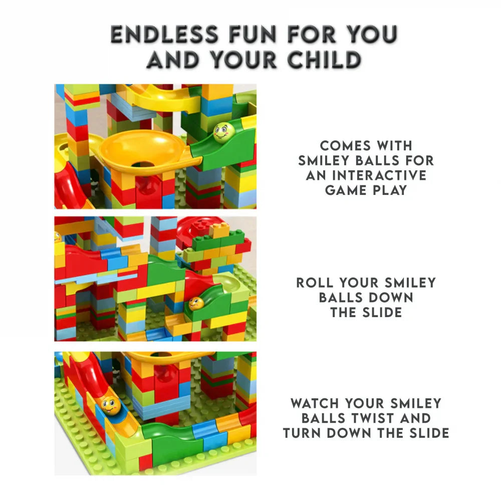 Mini Marble Run Building Blocks Kids Toy Plastic