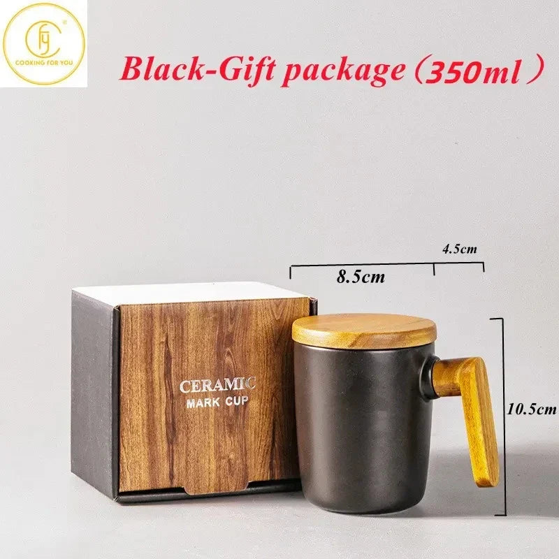 Gift Package 350ml Ceramic Coffee Mug with Wooden