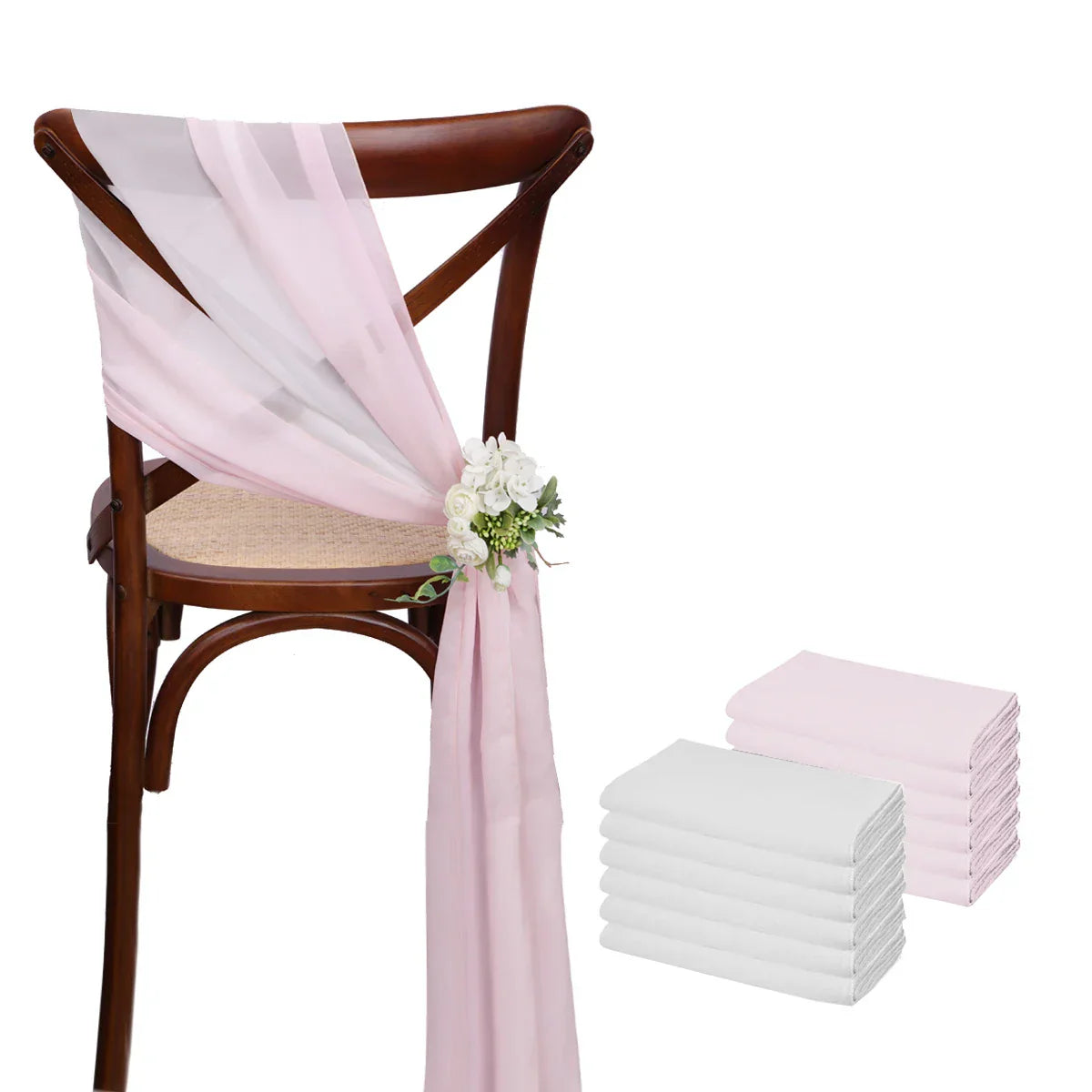 12 Pcs 17x275cm Green Chiffon Chair Sashes Wedding