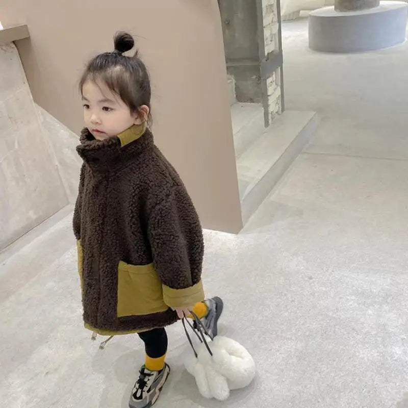 Children's Winter Children's Lamb's Wool Warm Coat Girls