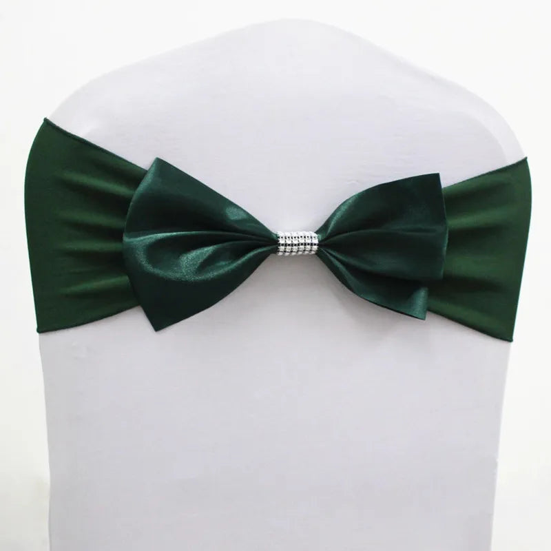 10pcs/50pcs Free Tie Wedding Satin Chair Sash Elastic