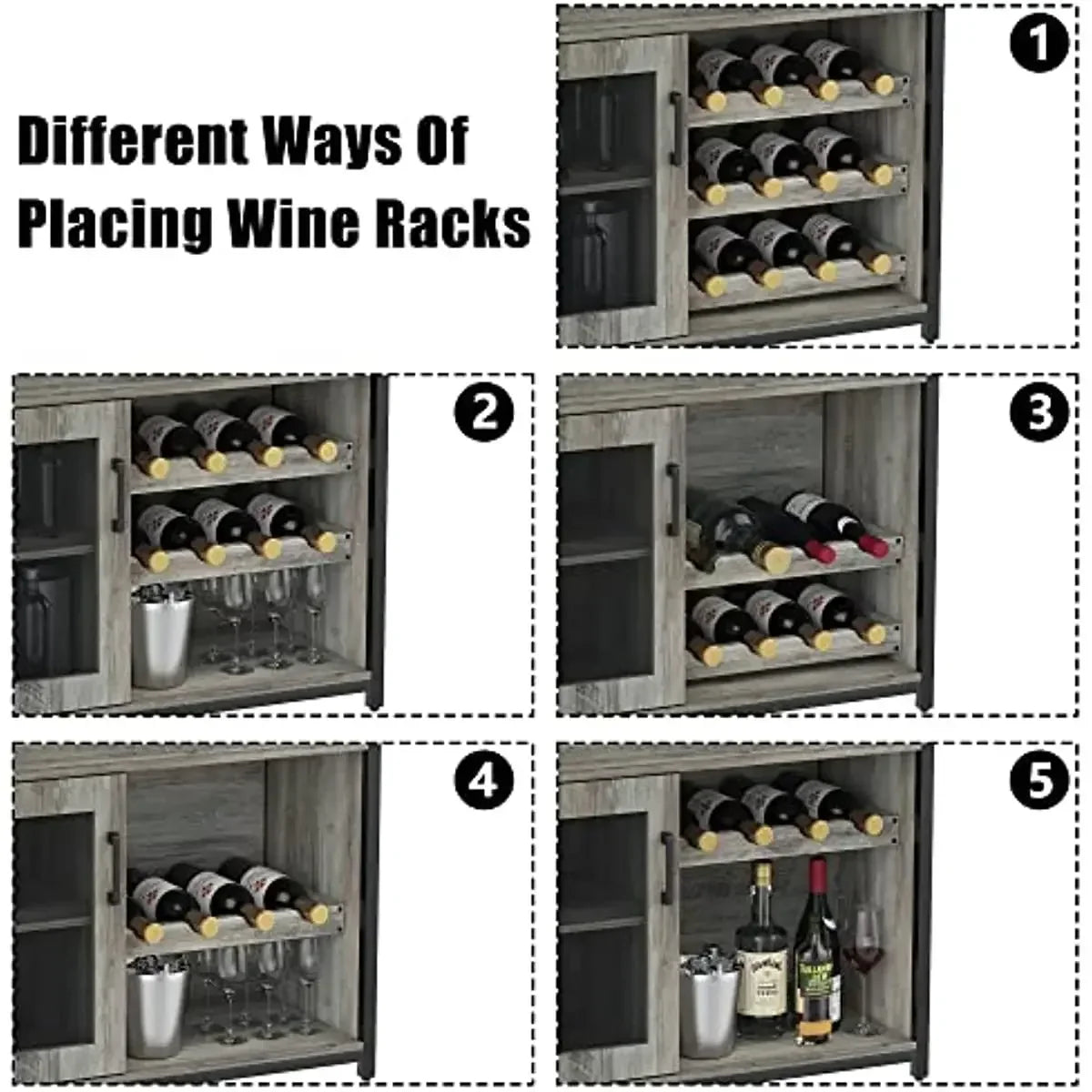 Wine Bar Rack Cabinet with Detachable Wine Rack,