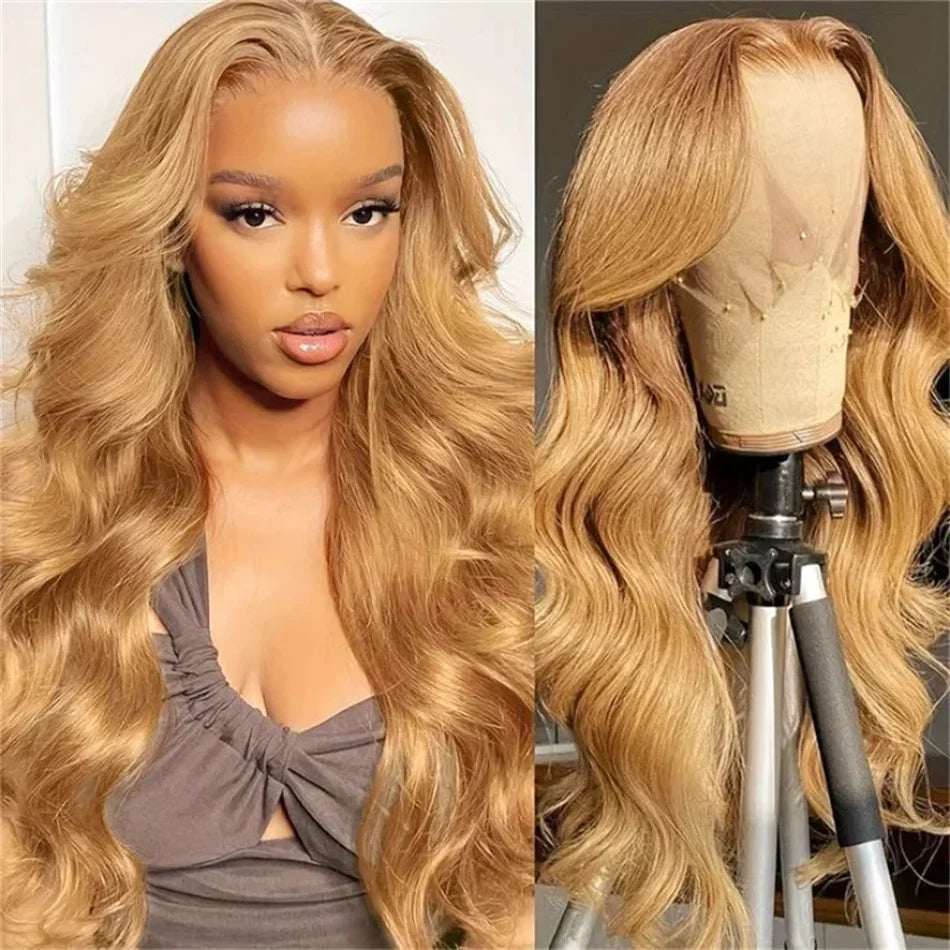 13x4 Transparent Honey Blonde Lace Front Wigs 27#
