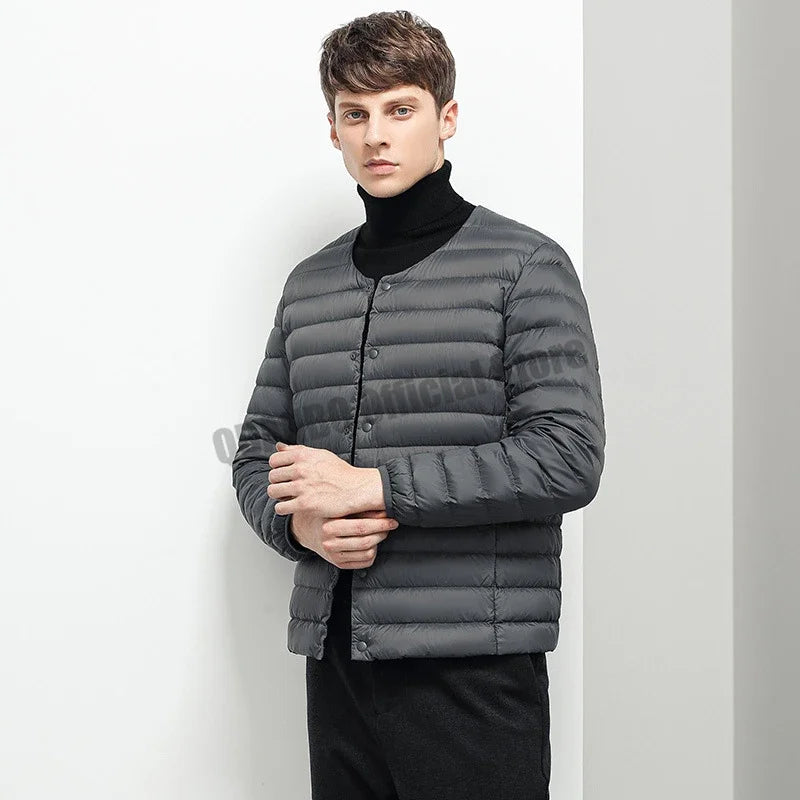 Men's Liner Duck Down Jacket O-neck Variable V-neck