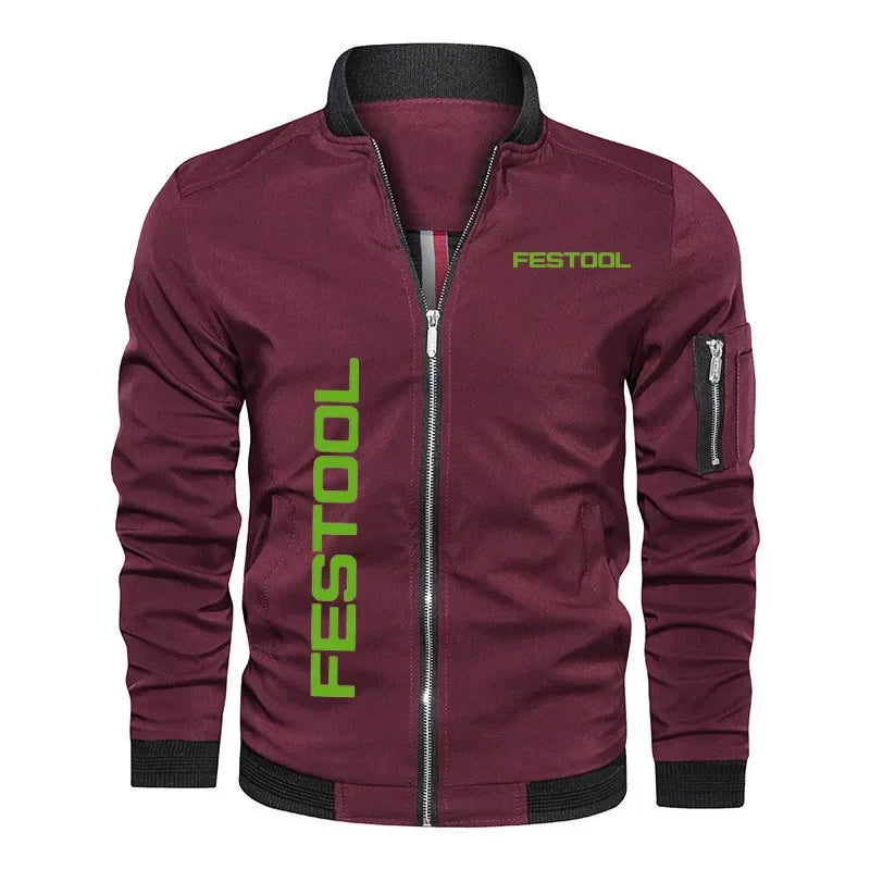 Hip-hop men's jacket Festool tools logo print New