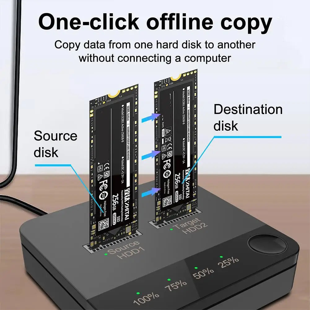 USB 3.1 M.2 SATA NGFF Dual-Bay SSD Enclosure