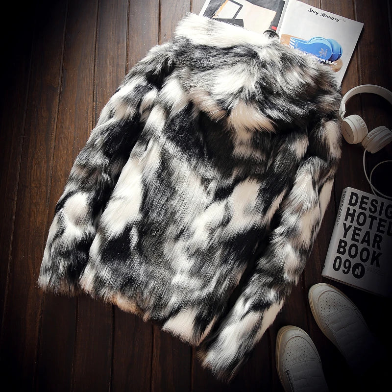 Winter Parka Men's Warm Plus Fleece Faux Fur