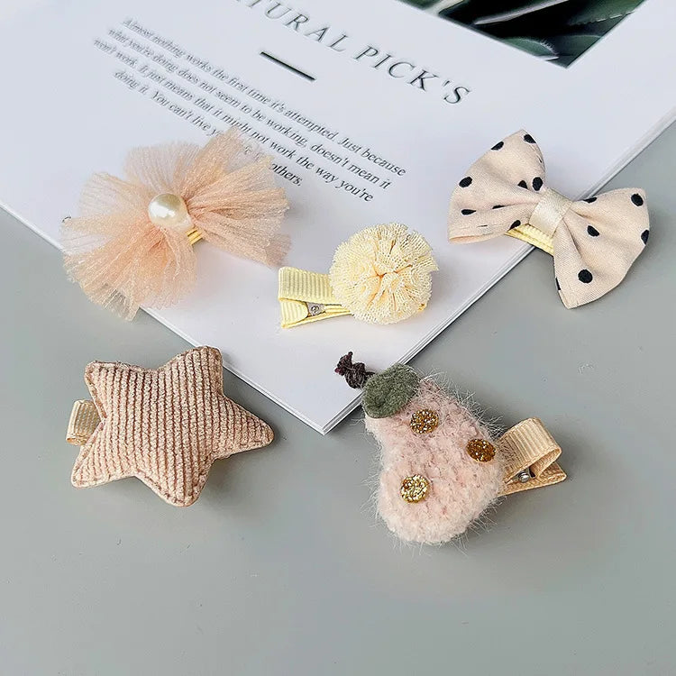 New cute bear girls hair bows 5pcs children