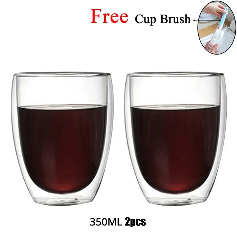 Double Wall Glass Cup Heat Resistant Transparent High