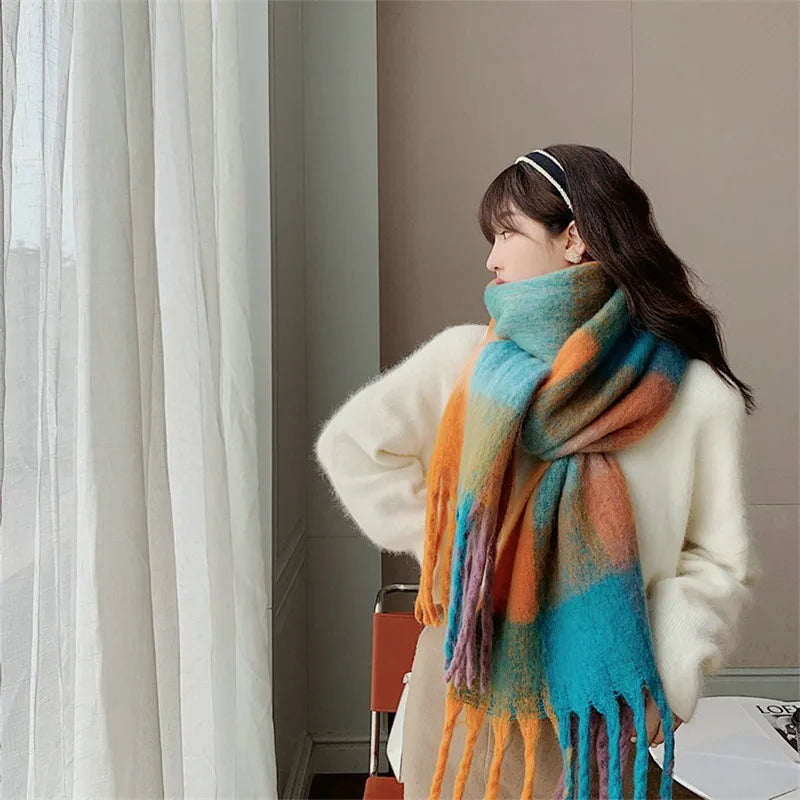 Winter Women Plaid Scarf Winter AC Pamanhmina Shawls