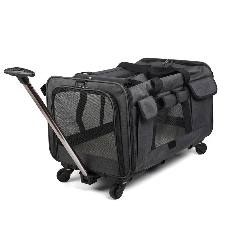 Portable Pet Trolley Case Detachable Universal Wheel Breathable