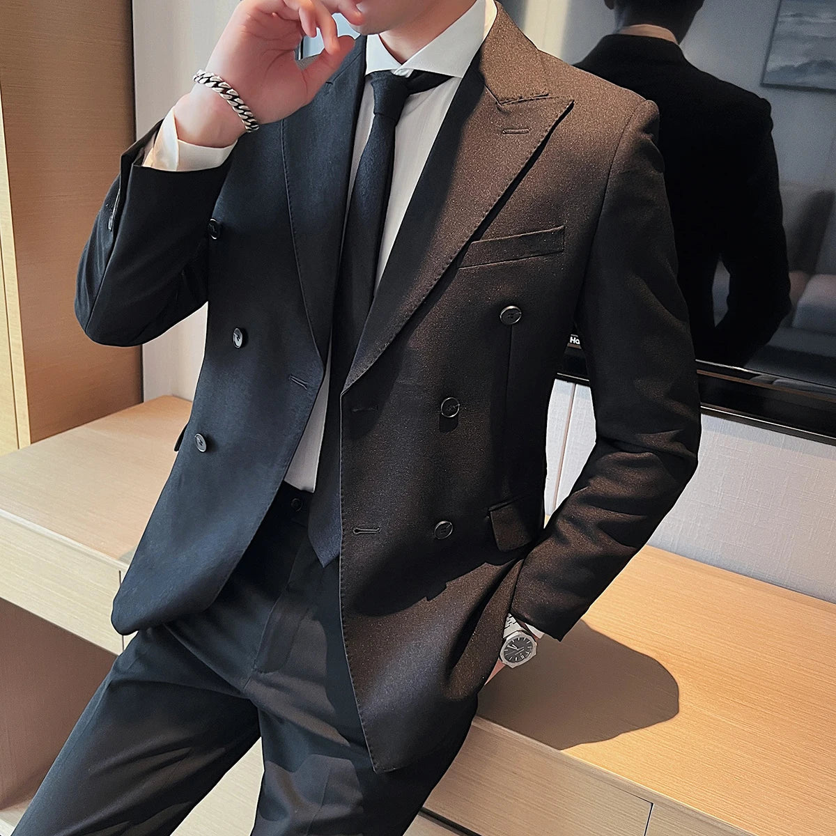 2022 Fashion Double Breasted Suit Jacket Slim Fit