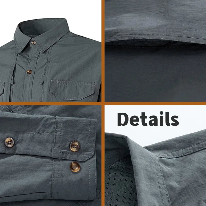 Mens Cargo Shirt Quick Drying Tactical Hiking Tops