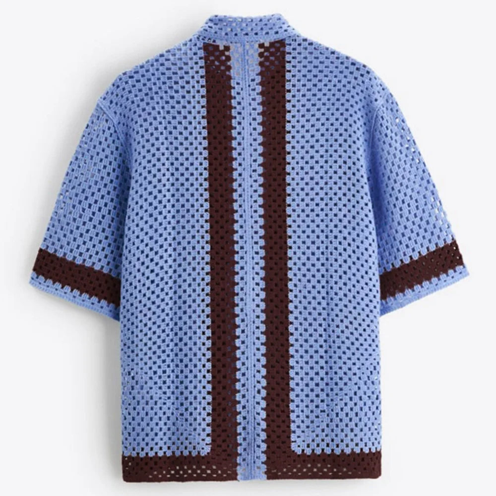 Men's Drop Shoulder Long Sleeve Knit Cardigan Crochet