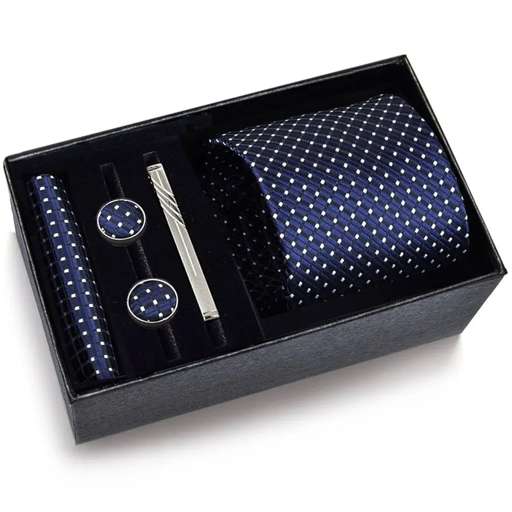4PCSSet 8 cm Business Ties Handkerchief Cufflink Set