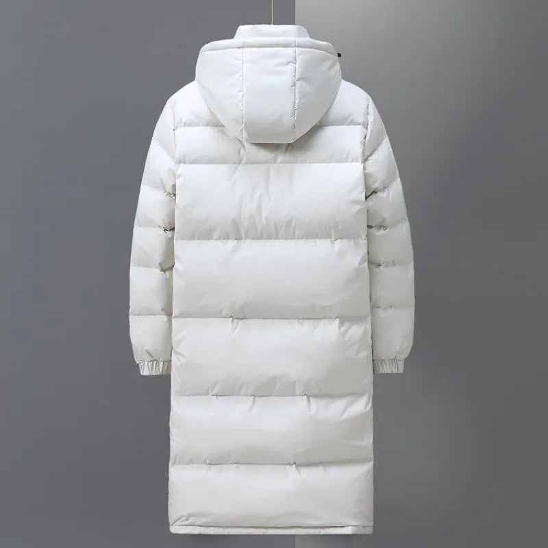 Men Winter Long Duck Down Coats Hooded Casual