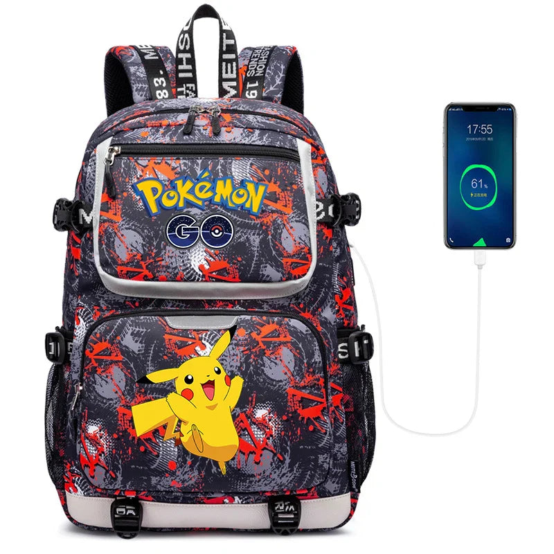 Pokemon Squirtle Cartoon School Bag USB Charging Large