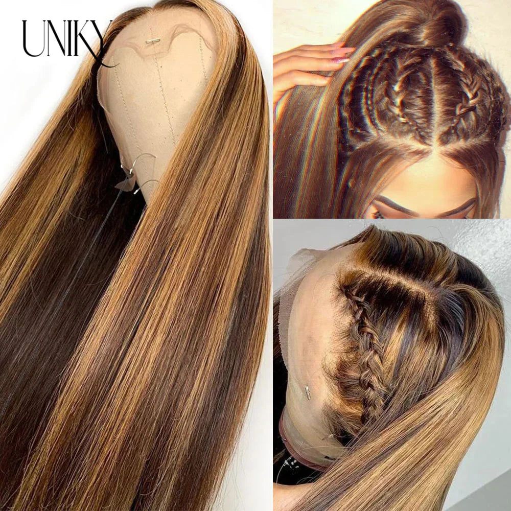 HD Highlight Wig Human Hair Brazilian Glueless Wig