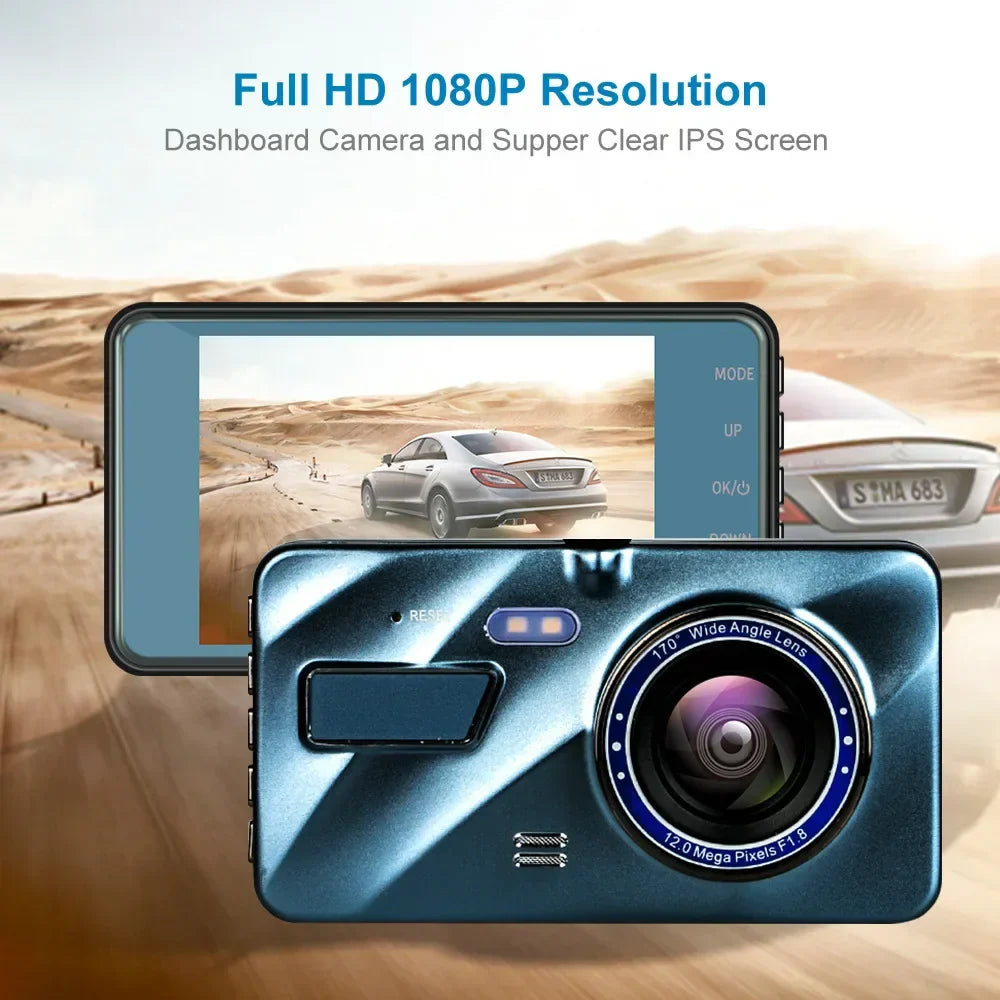 Car DVR 2 Cameras 4.0 Inches Dash Cam Car Video Recorder Auto Registrator Dvrs Dash Cam with Dual Ways Cameras car accessories