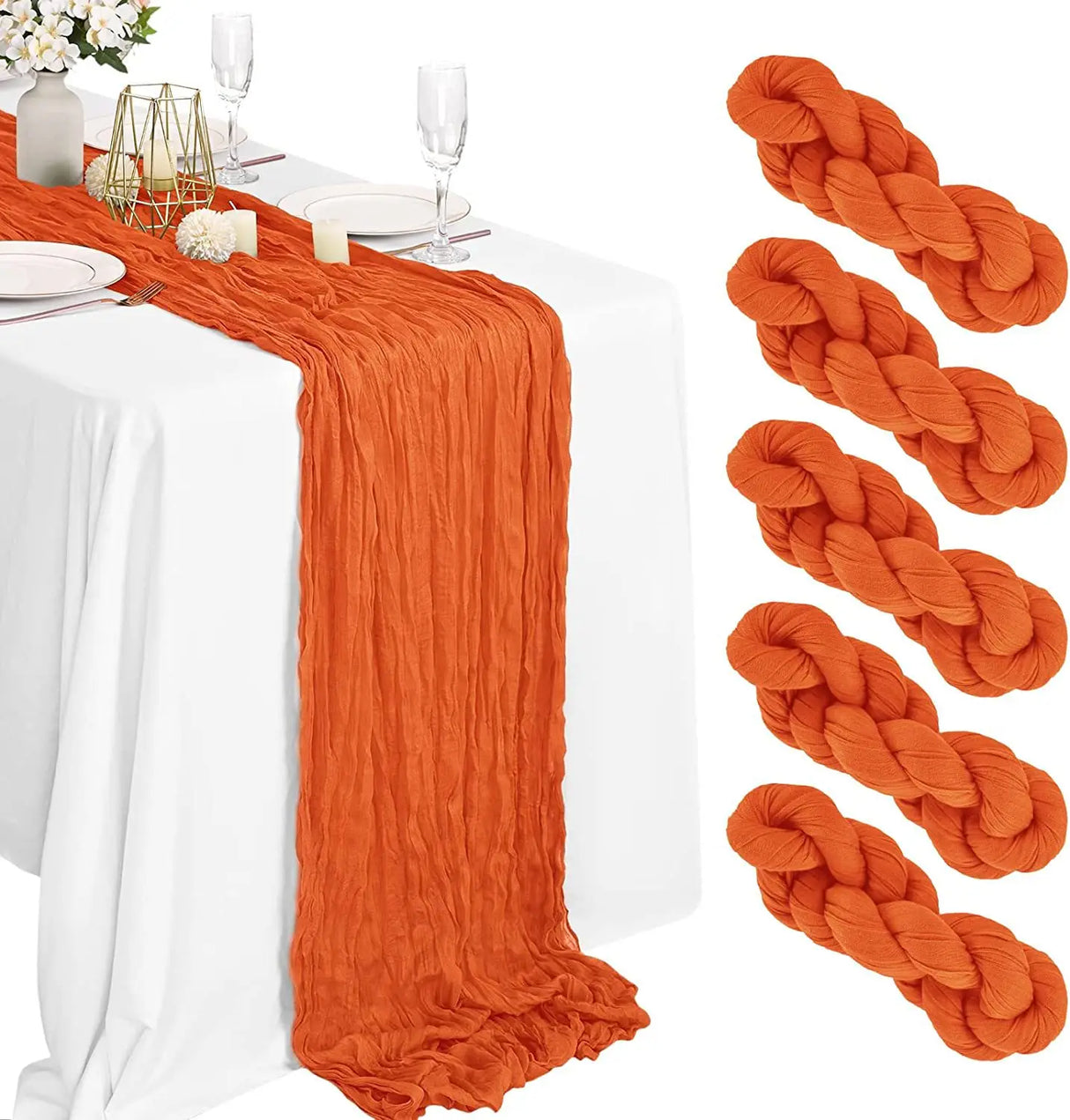 Crinkling Table runner gauze translucency doilies Holiday party