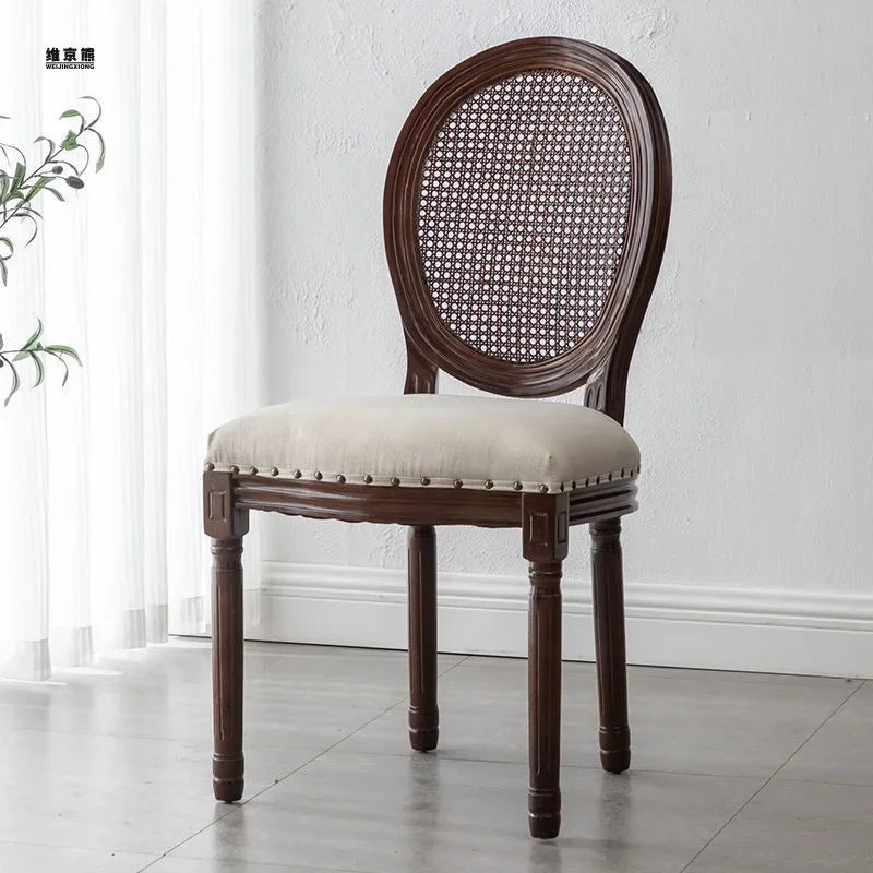 Retro Luxury Kitchen Chairs Wooden Rattan Mid Century