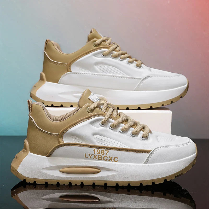 Men's Run Sneaker Walking Leather Shoes Youth Casual Cricket Shoes Fashion Trend Board Shoes Comfort White Skateboard Shoes
