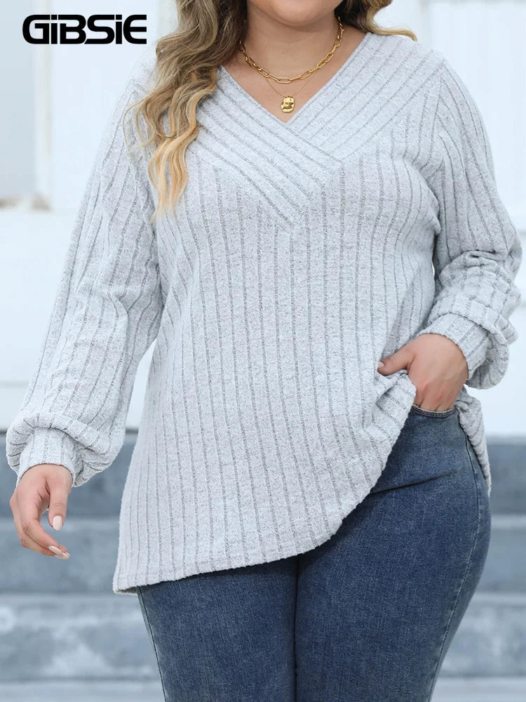GIBSIE Plus Size Long Sleeve T Shirts for