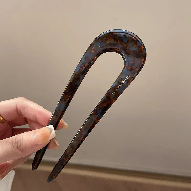 Trendy U-Shaped Acetic Acid Hairpin Girls Hair Fork