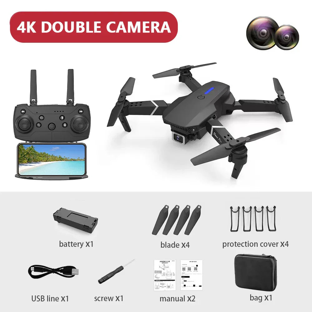 E88 Pro Drone Camera Hd 4k Professional Rc