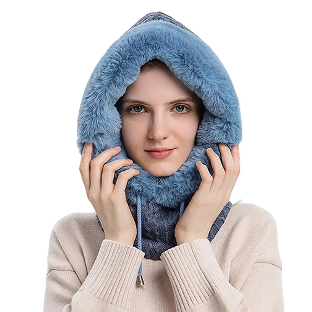 New Winter Women 3in1 Knitted Ski Hat with