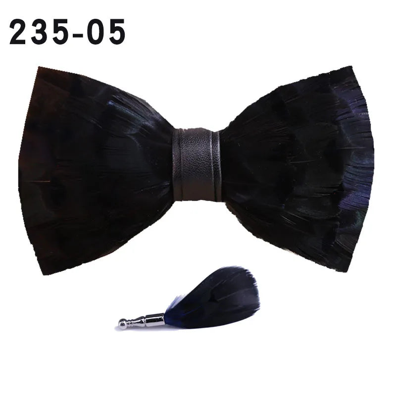 Feather Brooch Bow Tie For Men Women Officiating