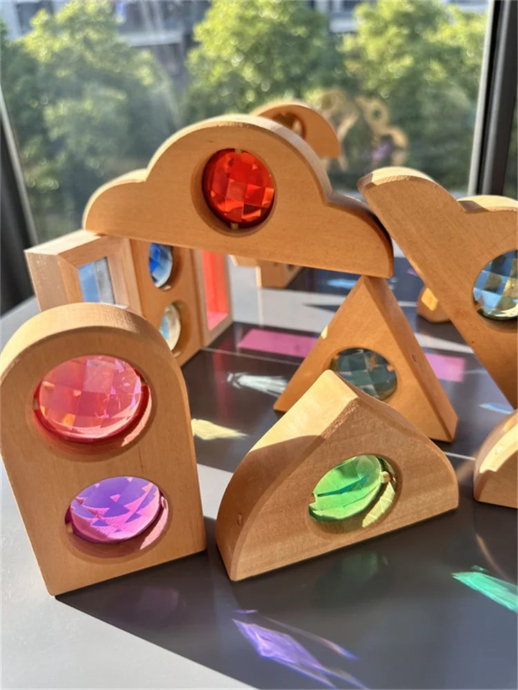 Kids Sparkling Orient Gems Wooden Toys Step Gables