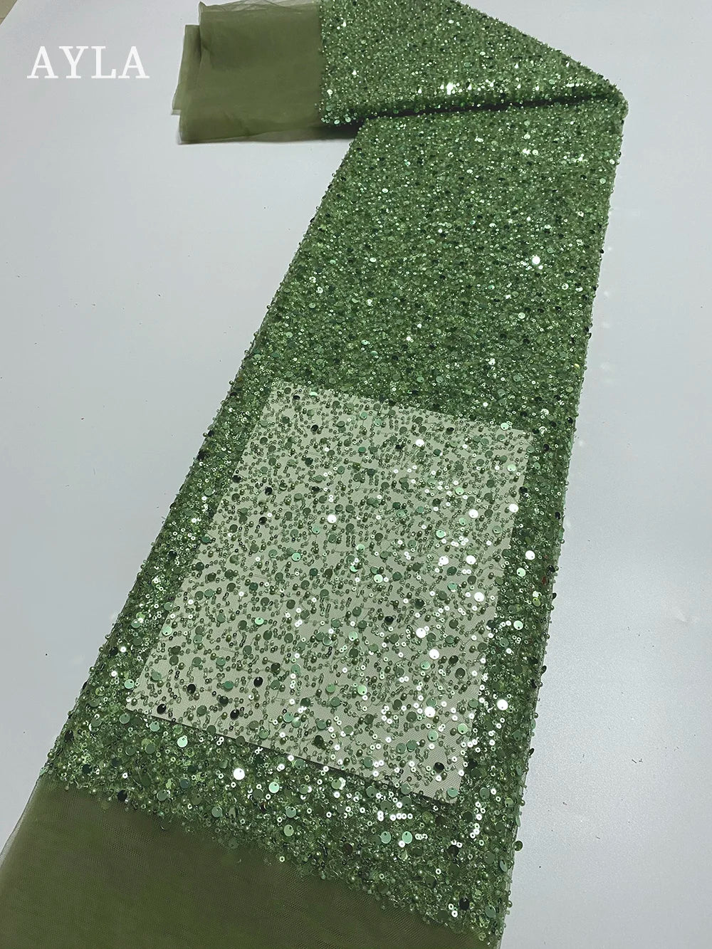 5 Yards Tulle Net African Lace Fabric Beaded