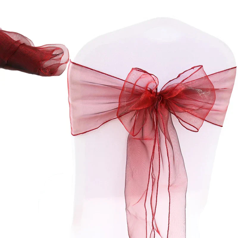 30PCs/lot Organza Chair Sashes Knot Bands Chair Bows