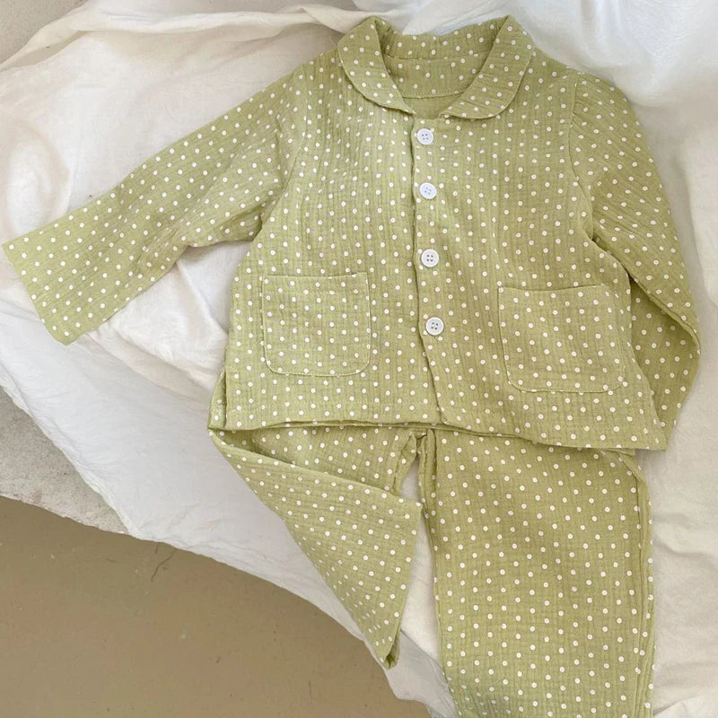 Kids Clothes Girls Loungewear Spring Cotton Yarn Polka