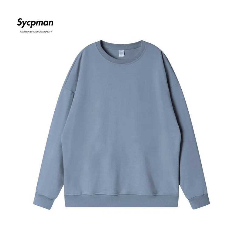 10.6oz 300gsm Cotton Pullover Sweater Men Solid Color