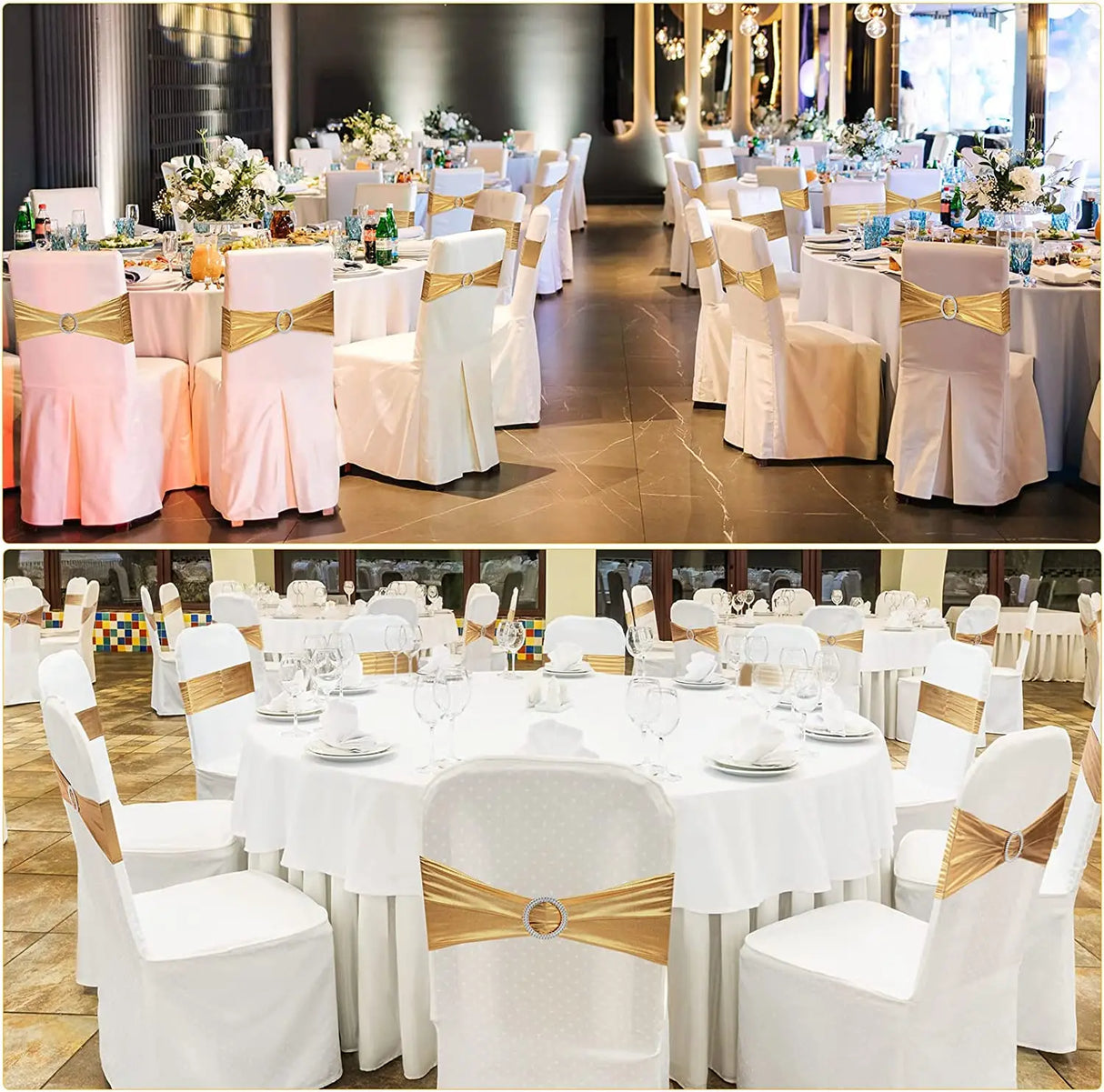 20 Pieces Spandex Chair Sashes with Buckle ,Metallic