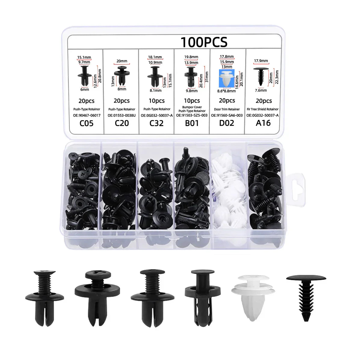100PCS Clips Auto Fastener Car Fastener Clip Remove